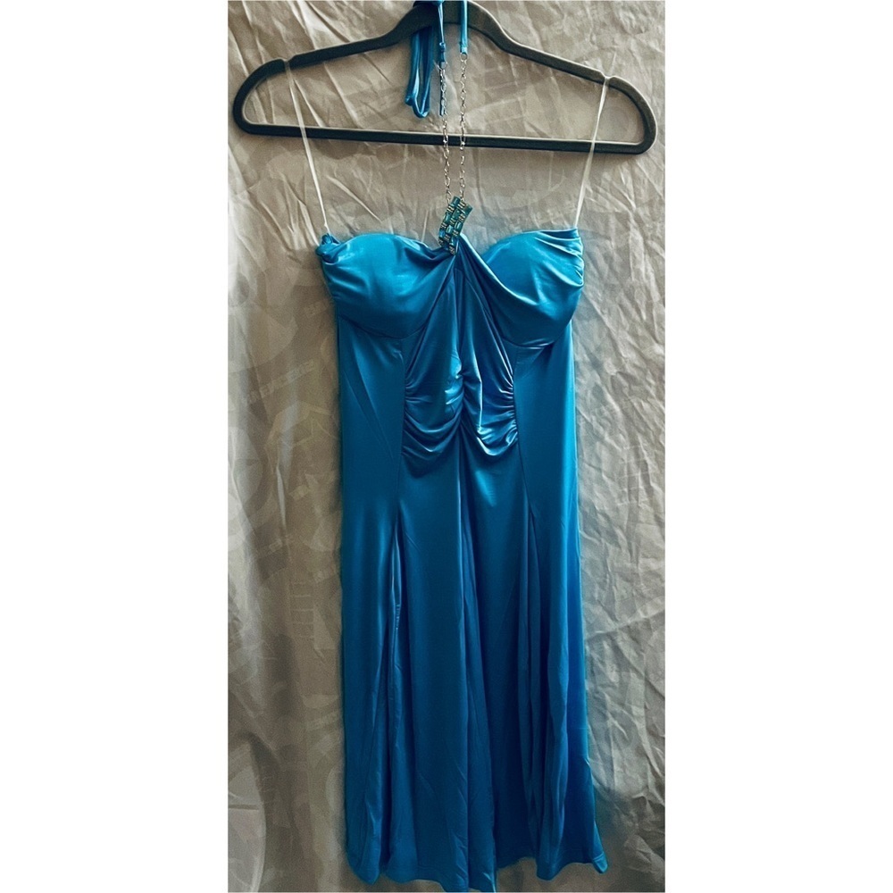 BB Jeans Womens Blue Halter Cocktail Dress Size Large NWT